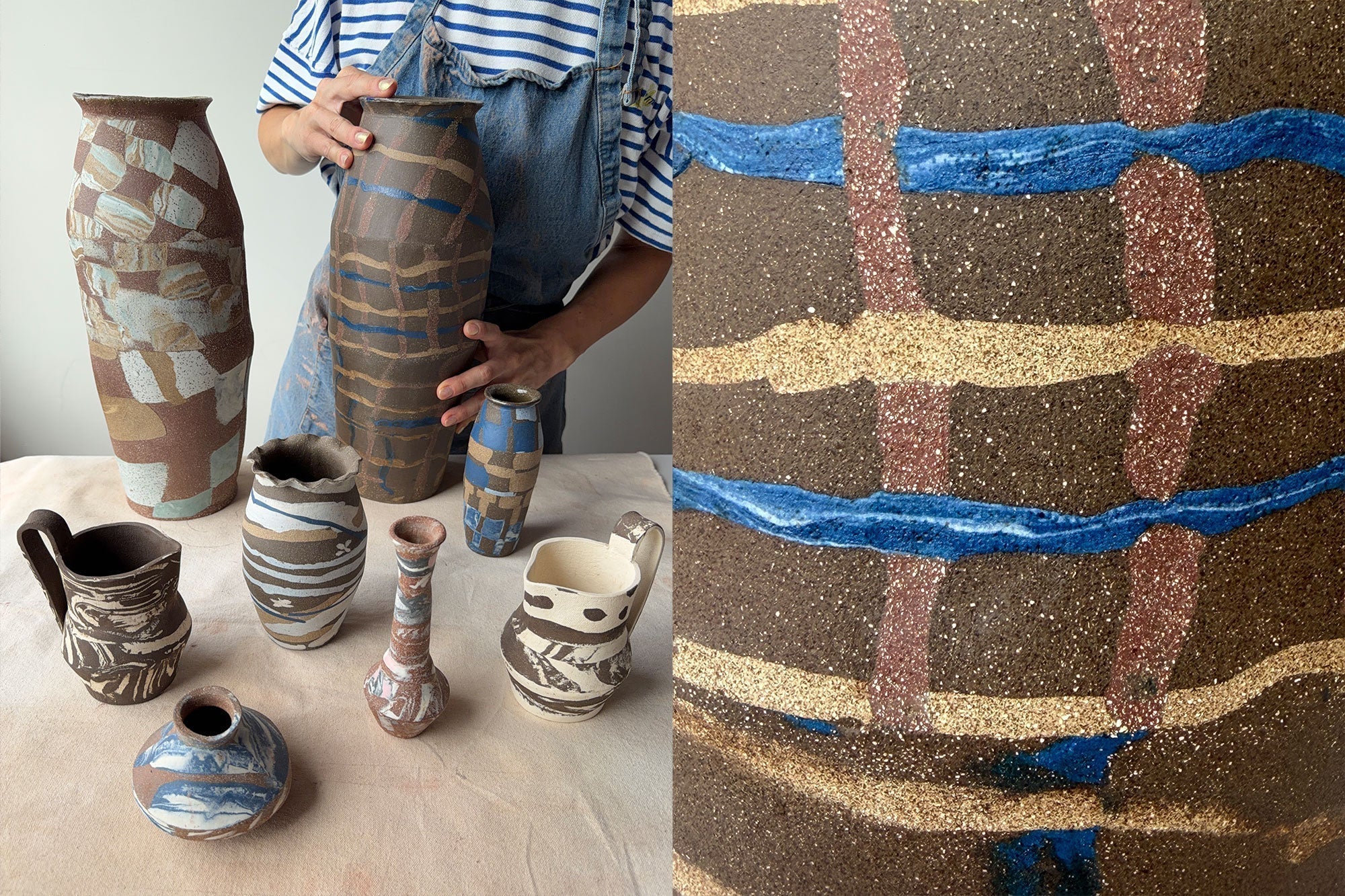 Clay Body Combinations: Weaving, Grids, and Speckles