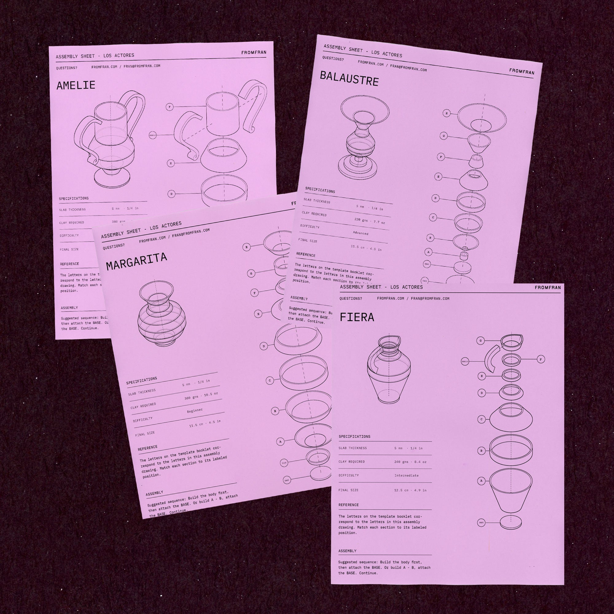 4 Vases Pottery Template Bundle | Printed Booklets + PDFs