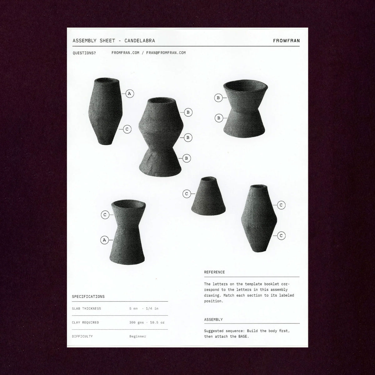 Free Pottery Slab Template Modular Candelabra | PDF
