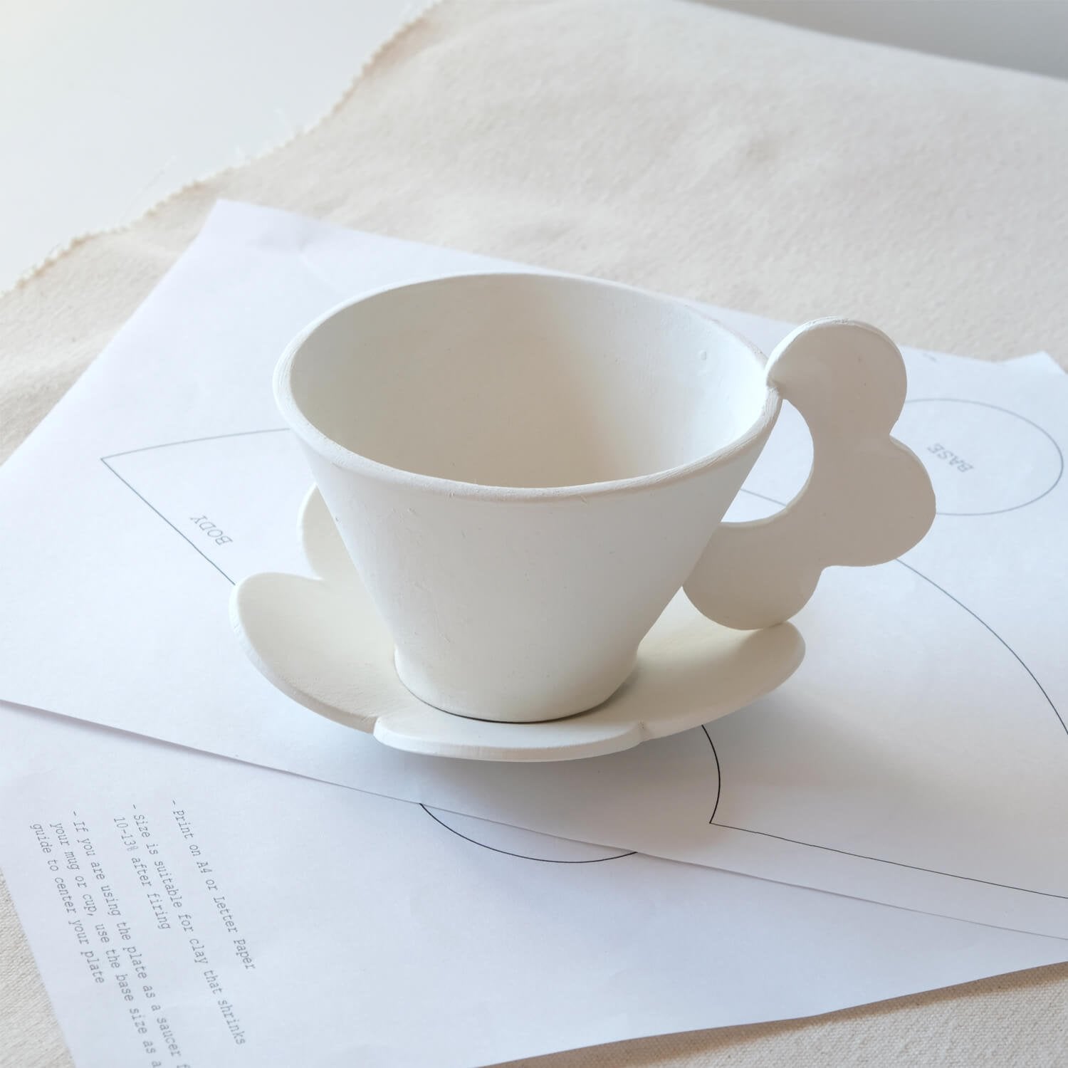 Flower Cup & Saucer Pottery Template