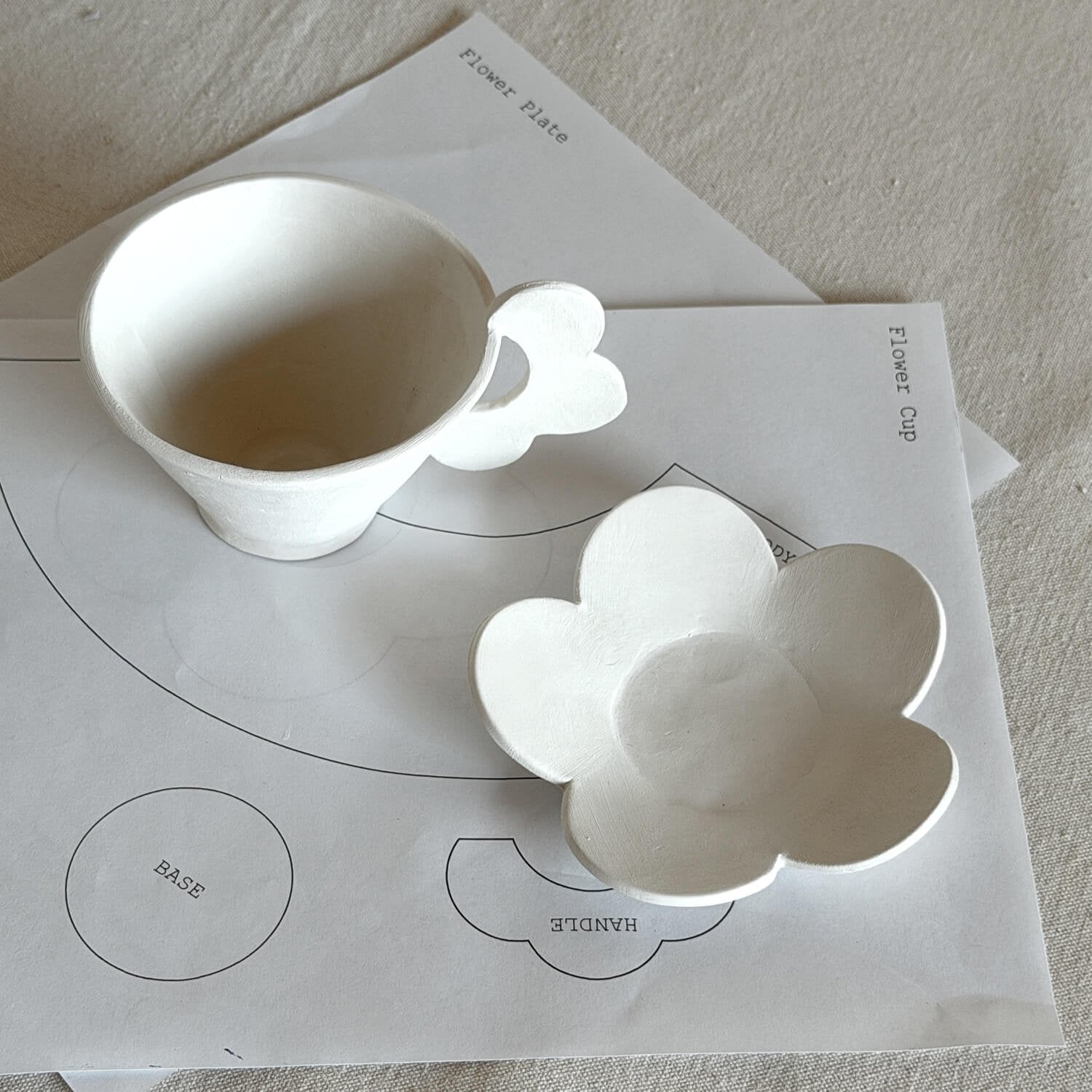 Flower Cup & Saucer Pottery Template
