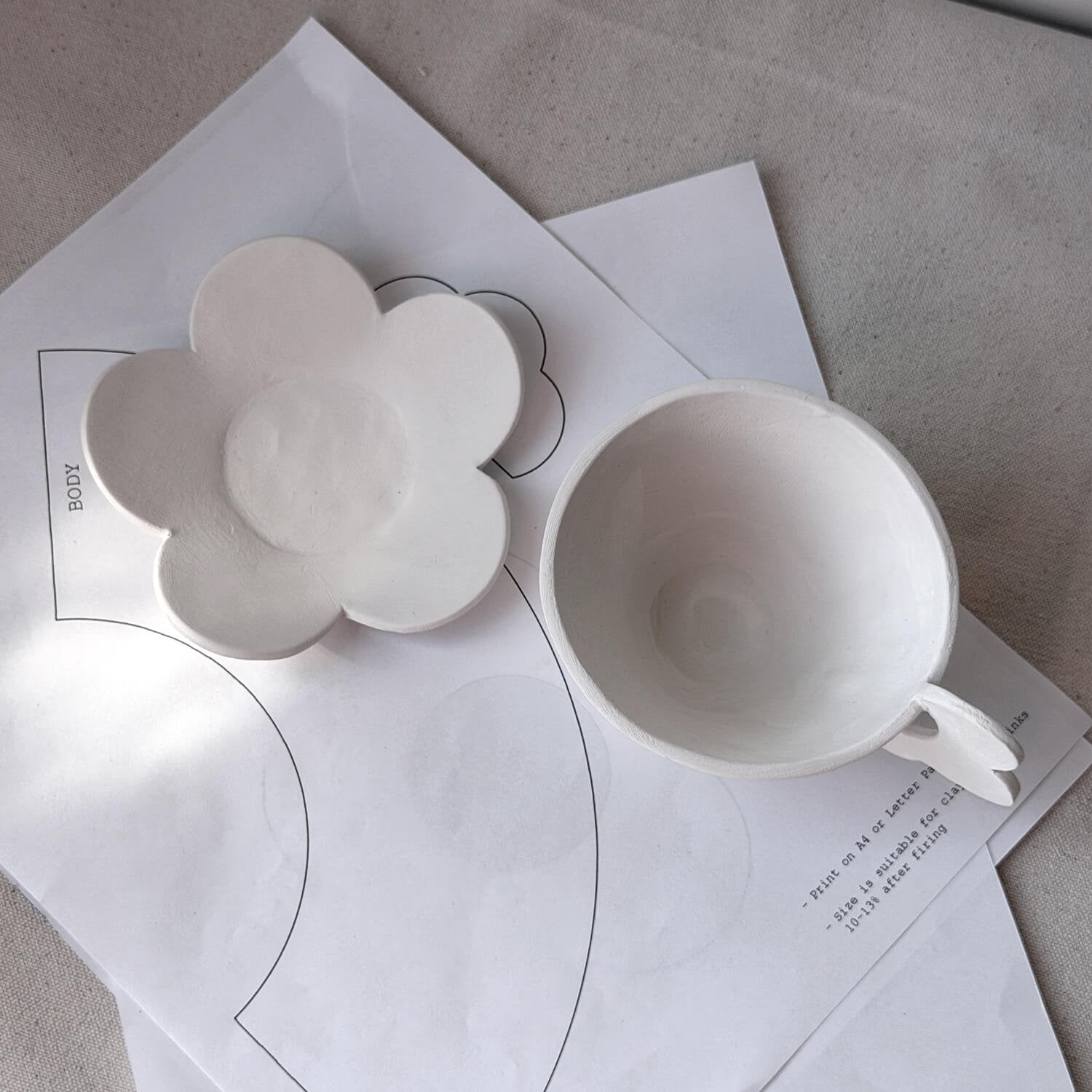 Flower Cup & Saucer Pottery Template