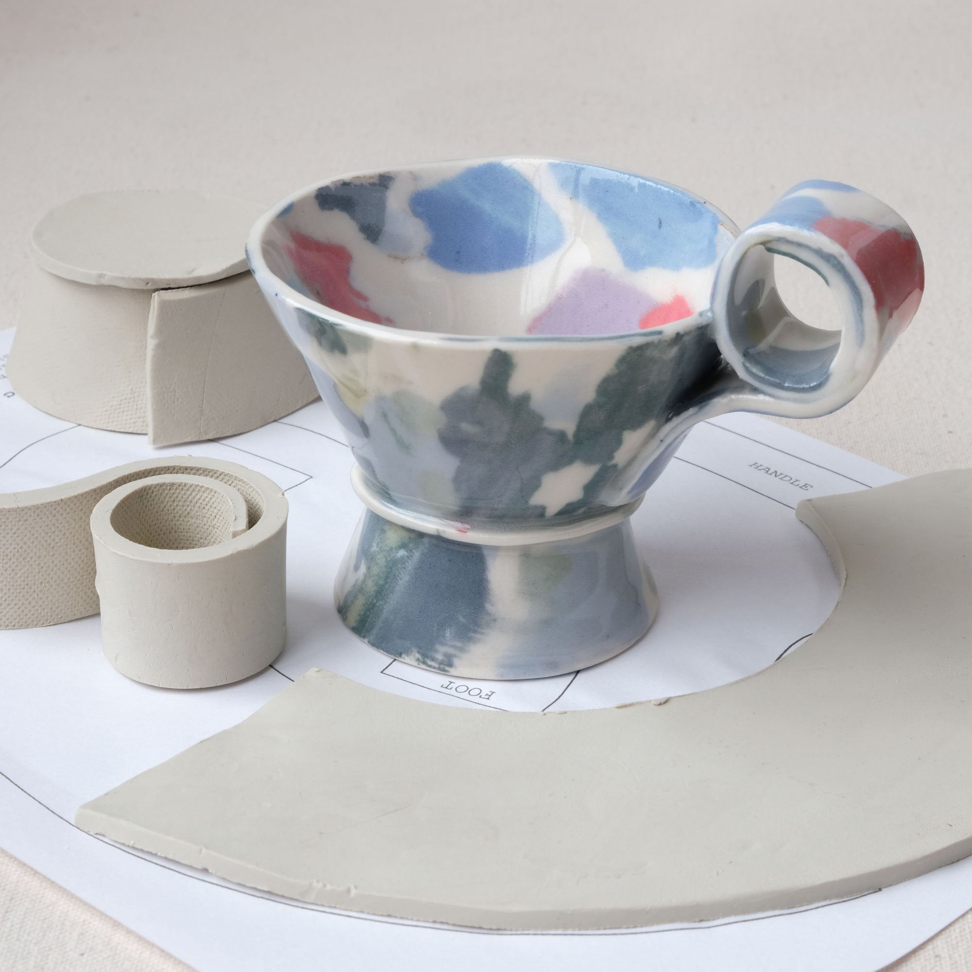 Footed Tea Cup Pottery Template