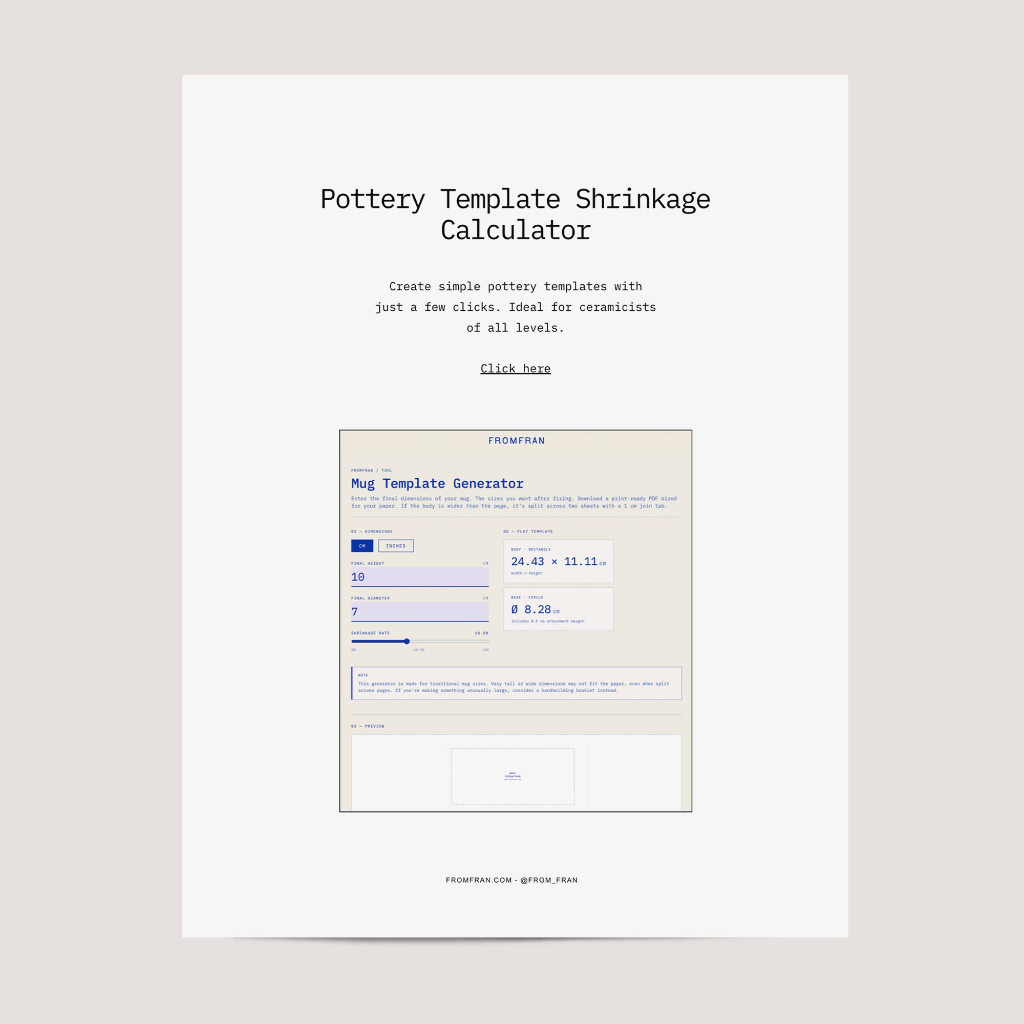 Pottery Slab Mug Template Bundle Kit