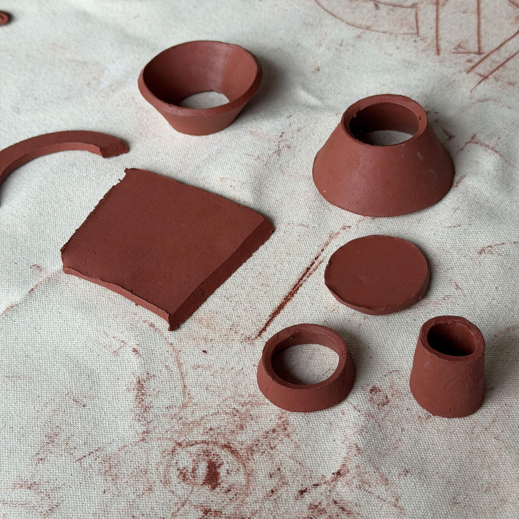 pottery template with red stoneware