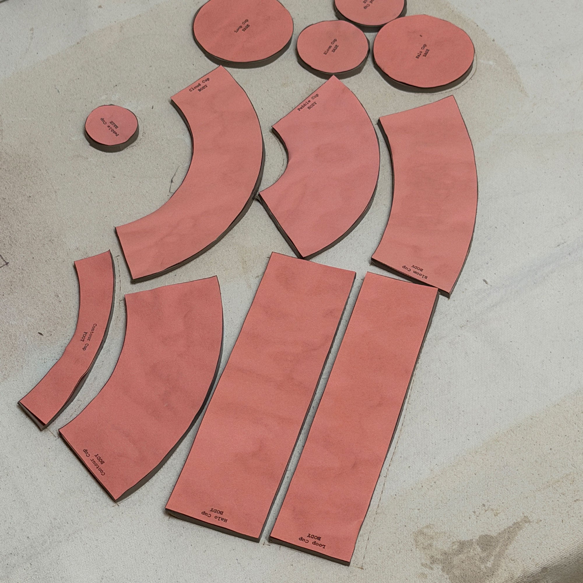 Set of slab pottery templates for mugs and cups