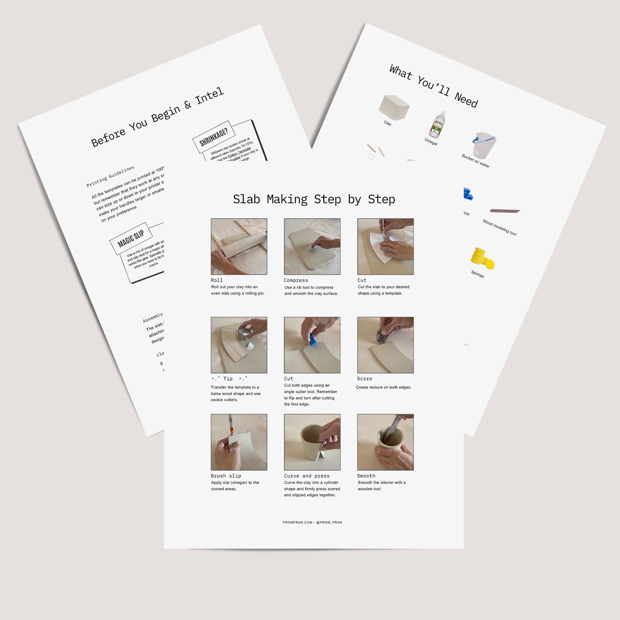 Pottery Slab Mug Template Bundle Kit